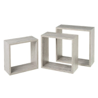 Set de 3 Estantes de Pared Cuadrados Grises 30x30x12 cm