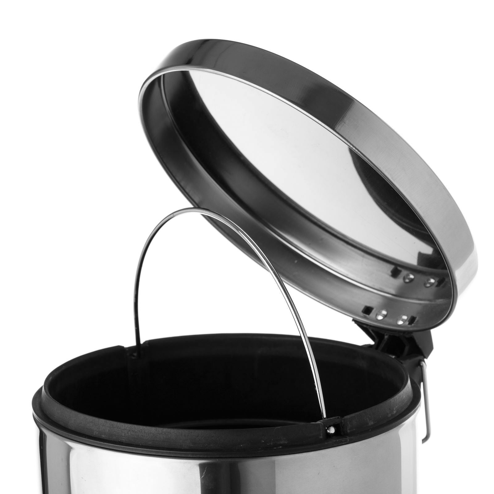 Papelera clásica plateada de acero de 12 litros