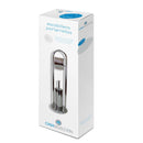 Portarrollos y escobillero plateado de metal cromado