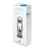 Portarrollos y escobillero plateado de metal cromado