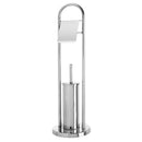 Portarrollos y escobillero plateado de metal cromado