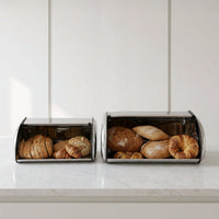 Panera de acero inoxidable plateada de 24x35x15 cm
