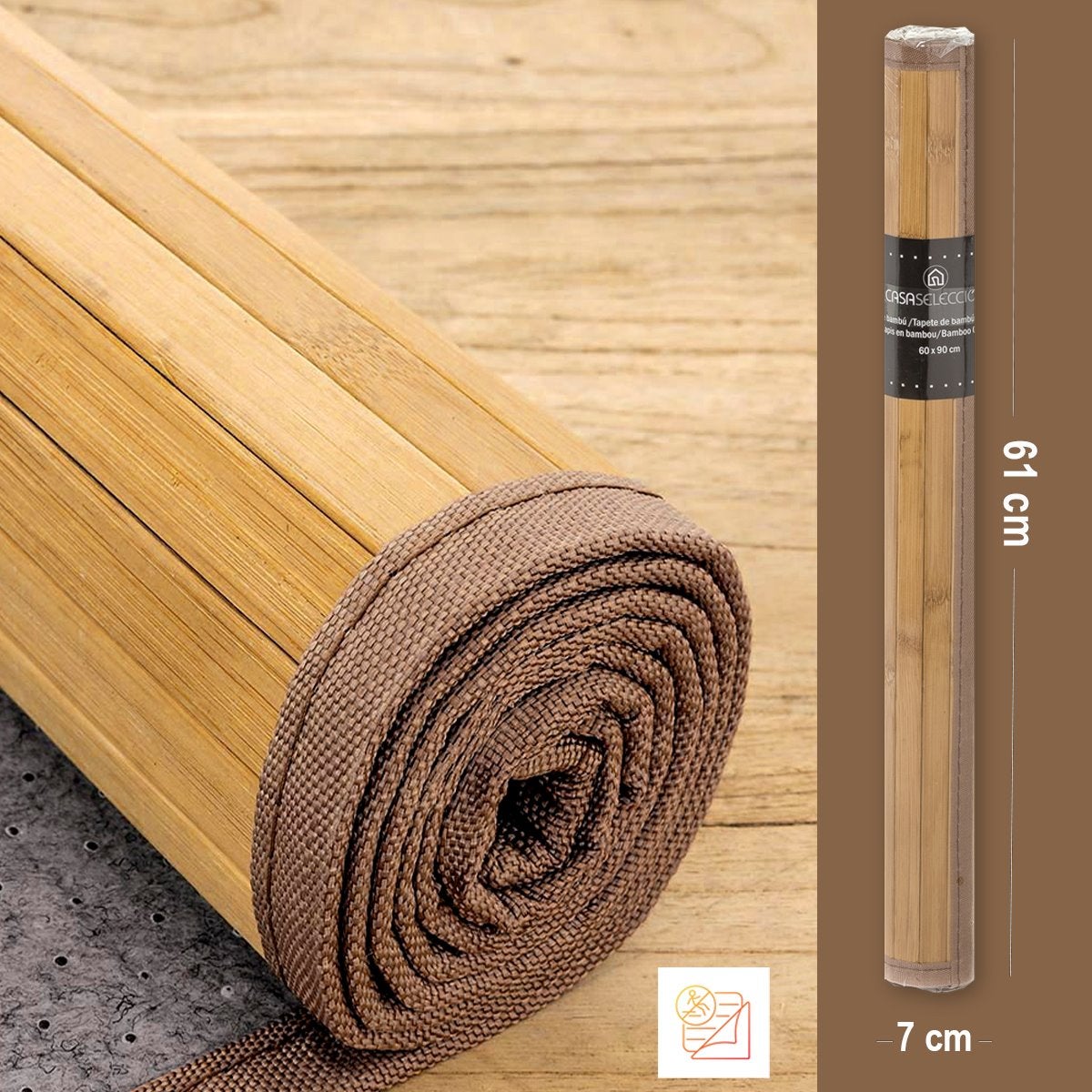 Alfombra de bambú pasillera marrón