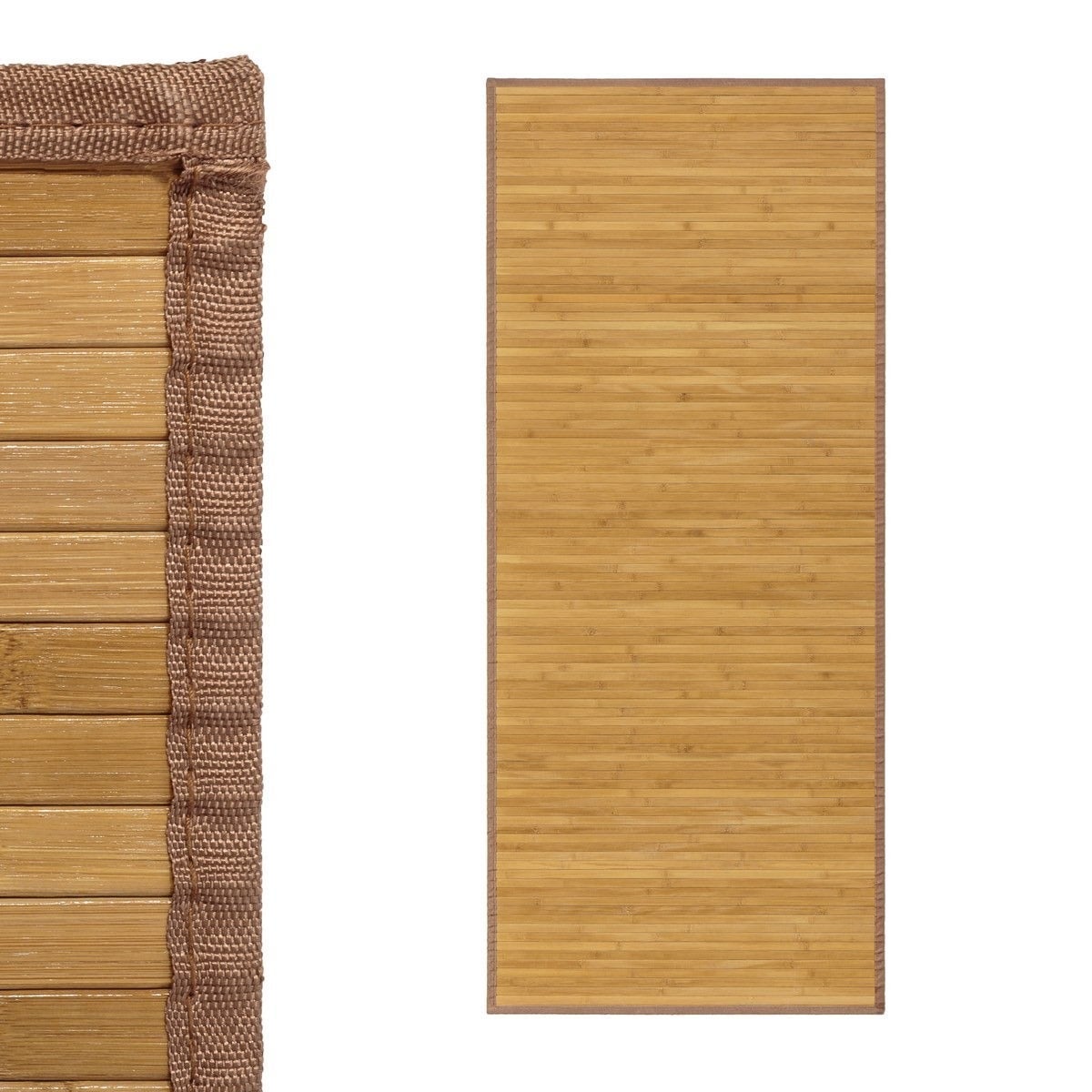 Alfombra pasillera de bambú marrón claro de 75x175 cm