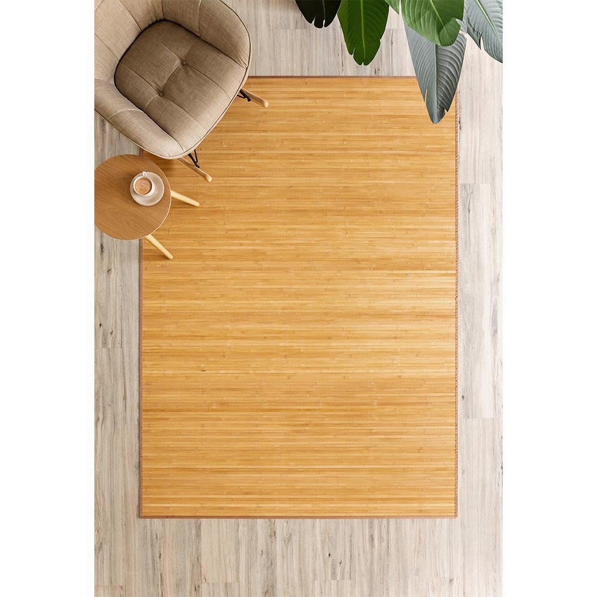 Alfombra de salón de bambú natural de 200x140 cm