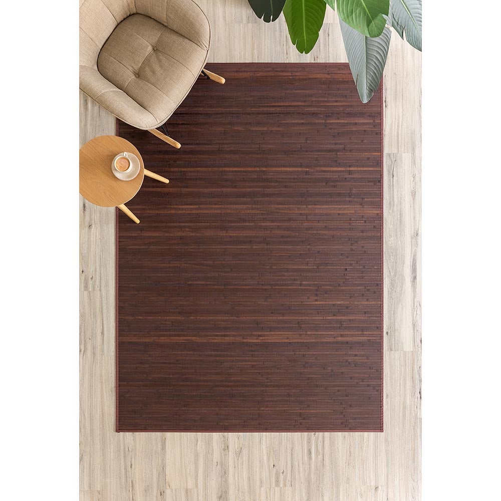Alfombra de bambú marrón oscuro