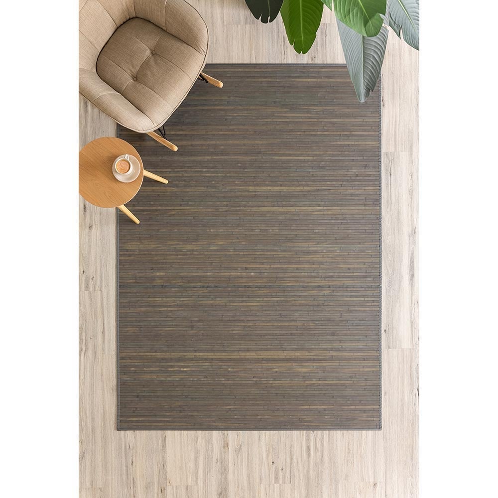 Alfombra salón de bambú gris de 200x140 cm