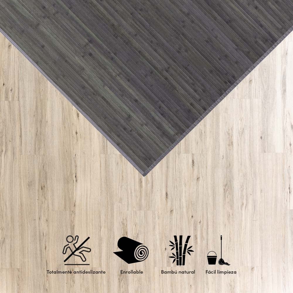 Alfombra salón de bambú gris de 200x140 cm