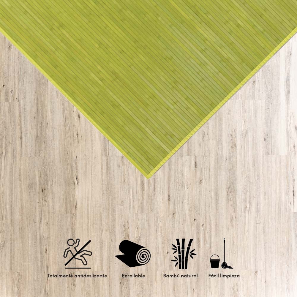 Alfombra de salón de bambú verde 200x140 cm