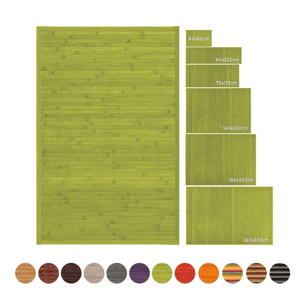 Alfombra de salón de bambú verde 200x140 cm