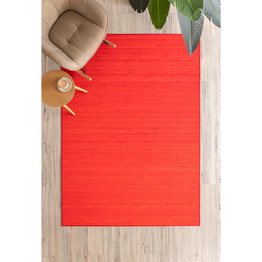 Alfombra de bambú rojo