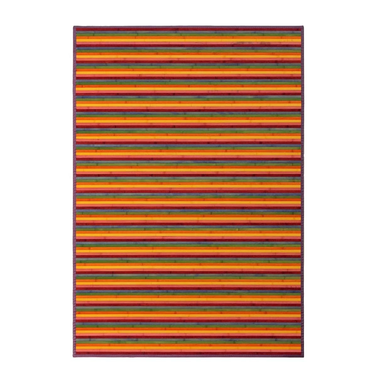 Alfombra de salón de bambú naranja de 200x140 cm