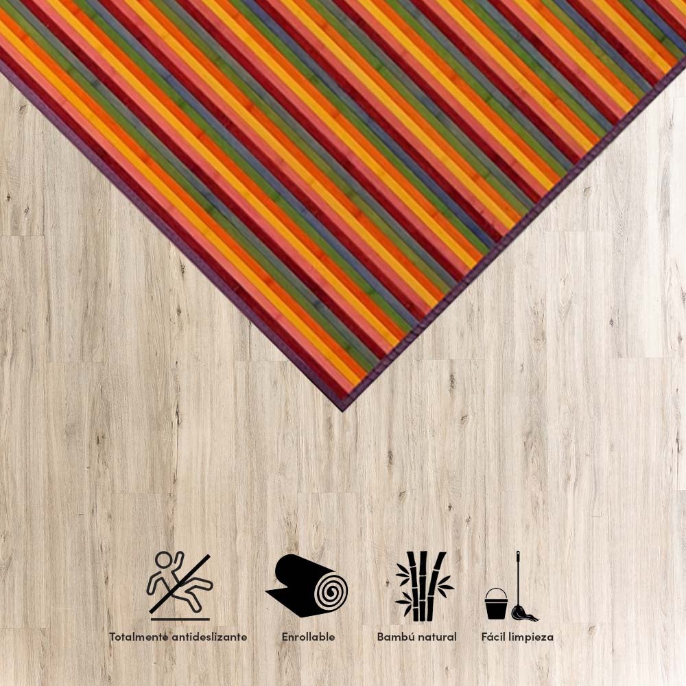 Alfombra de salón de bambú naranja de 200x140 cm