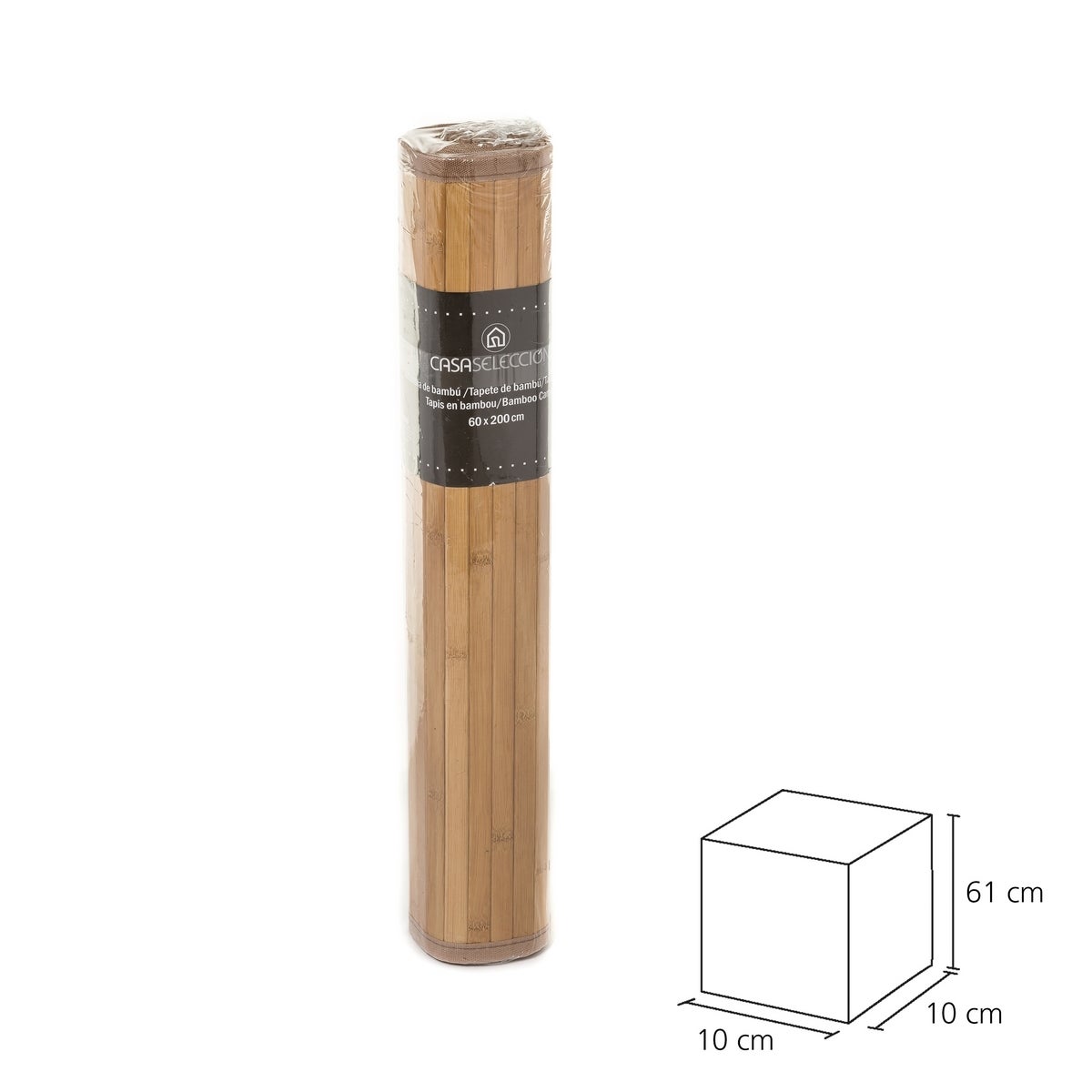 Alfombra pasillera de bambú marrón de 200x60 cm
