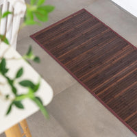 Alfombra de bambú pasillera marrón oscuro