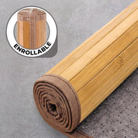 Alfombra de salón de bambú marrón de 250x180 cm