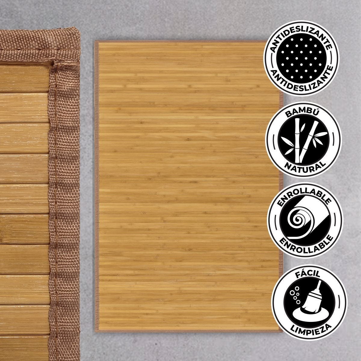 Alfombra de salón de bambú marrón de 250x180 cm