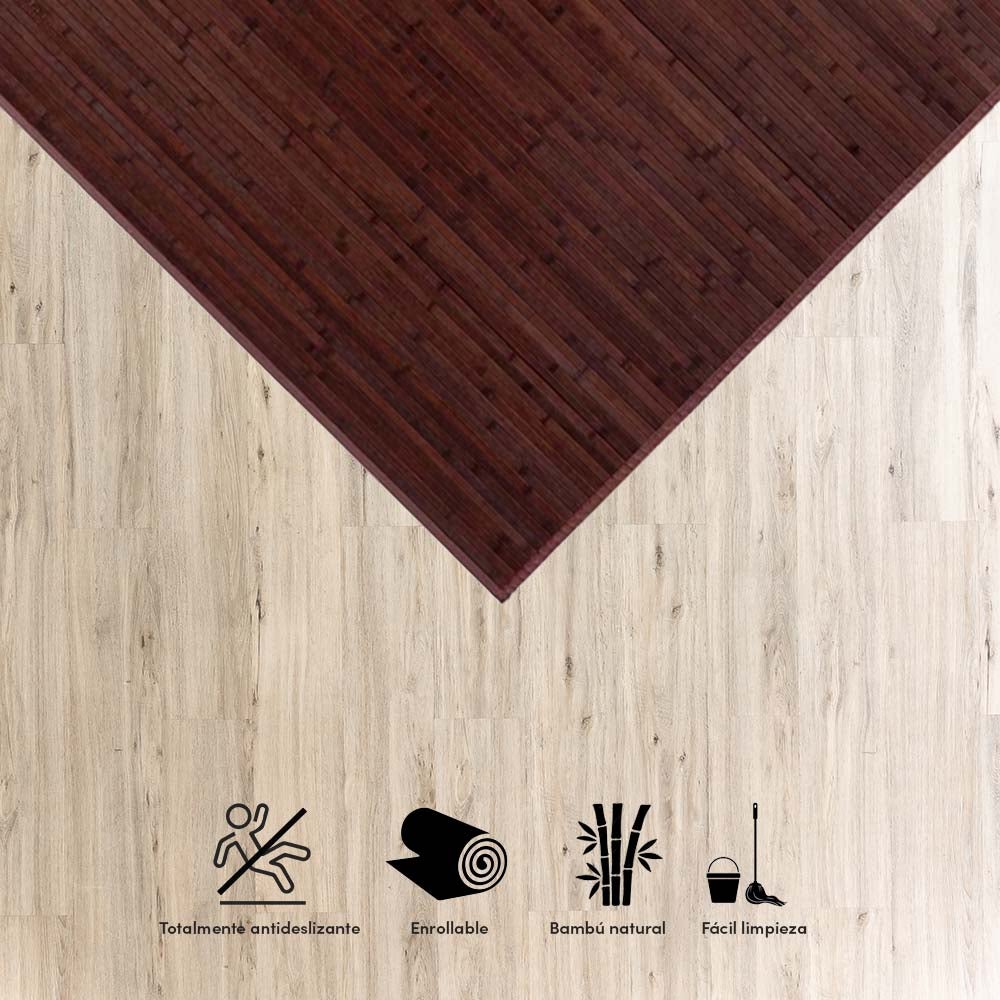 Alfombra de salón de bambú marrón de 250x180 cm