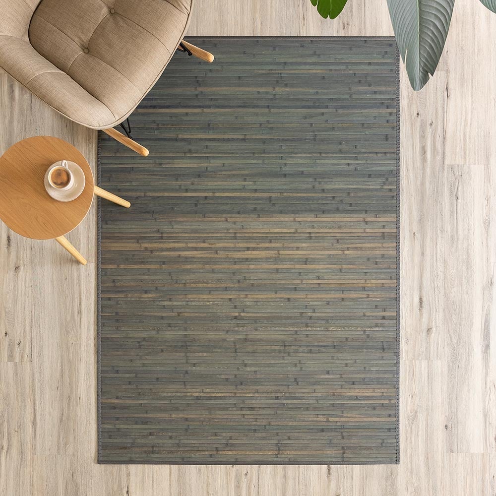 Alfombra de bambú gris