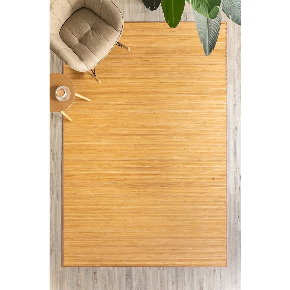Alfombra de salón de bambú marrón de 300x200 cm