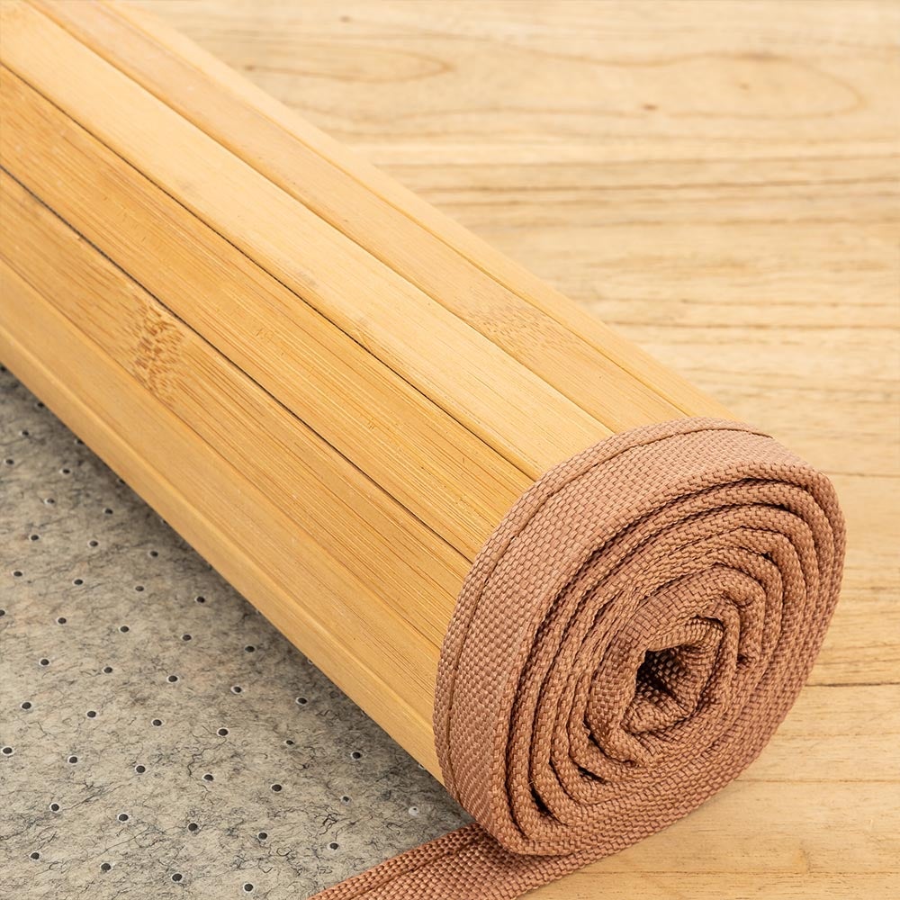 Alfombra de salón de bambú marrón de 300x200 cm