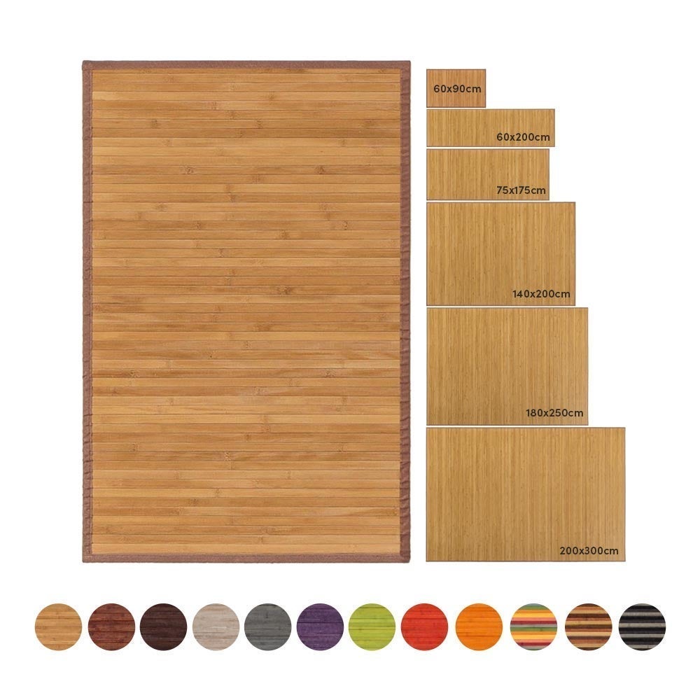 Alfombra de salón de bambú marrón de 300x200 cm