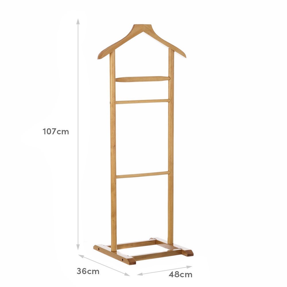 Perchero galán de noche de madera natural