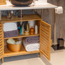 Mueble bajo lavabo con armario de bambú marrón