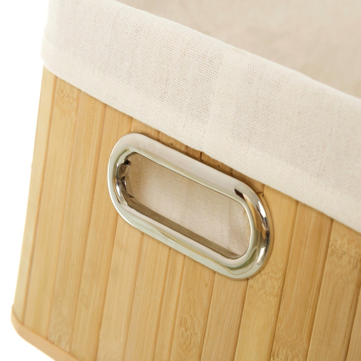 Set de 4 cestas de bambú y tela natural