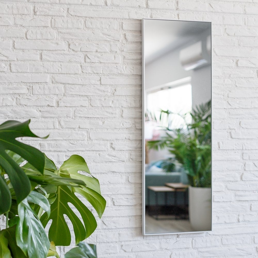 Espejo de pared rectangular con marco blanco de plástico 30x90 cm