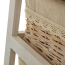 Mesa auxiliar de madera blanca con cajón y cestas